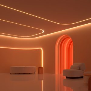 O Perfil de Embutir Flexível 10X20MM requer a preparação prévia da superfície com uma cavidade no tamanho adequado. Após fixar a fita LED, o perfil é encaixado por cima, permitindo a criação de desenhos e curvas únicas para um efeito visual impressionante. Recomendamos o uso de fitas LED e fontes Nordecor para maximizar a performance e garantir economia e segurança no seu ambiente.