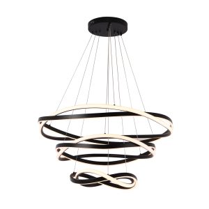 O pendente LED EUNI ODI de 3 módulos destaca-se pelo seu design dinâmico e moderno. Com 173W de potência e uma temperatura de cor de 3.000K, proporciona uma iluminação quente e acolhedora. Disponível tanto no preto quanto no dourado fosco, adapta-se facilmente a qualquer decoração, oferecendo um efeito luminoso encantador através dos seus aros torcidos que variam em tamanho de Ø40cm a Ø80cm. Ideal para quem busca um toque de elegância e contemporaneidade, os três módulos de aros duplos criam uma peça central impressionante em qualquer ambiente.