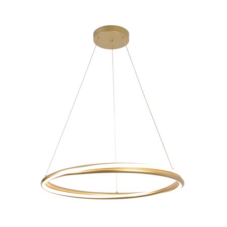 O pendente LED EUNI Ø60CM de 56W é uma peça única que alia tecnologia e design. Com uma temperatura de cor de 3.000K, fornece uma iluminação cálida e acolhedora. O seu design marcante apresenta um aro torcido que não só é visualmente impressionante, mas também cria um efeito de iluminação espetacular. Este pendente é perfeito para quem procura um elemento de destaque no design de interiores, oferecendo uma luz suave e envolvente, ideal para realçar o ambiente com elegância e originalidade.