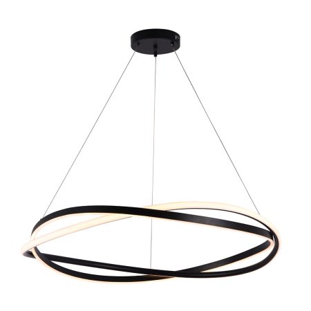 O pendente LED EUNI ODI Ø80CM de 77W combina a funcionalidade do LED com uma estética distinta, criando uma presença marcante em qualquer espaço. Seu design inovador apresenta dois aros entrelaçados, com acabamentos em preto e dourado fosco, que se destacam pela elegância e pela modernidade. A iluminação de 3.000K oferece uma luz quente e convidativa, realçando a beleza dos aros torcidos e proporcionando um ambiente acolhedor e sofisticado. Esta peça é ideal para quem deseja unir desempenho luminoso e um elemento decorativo dinâmico e contemporâneo.