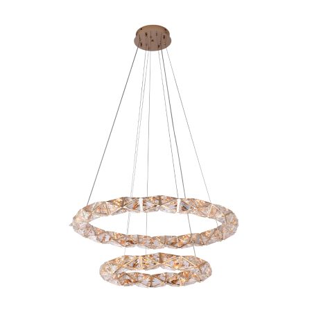 O Pendente LED KAZY é uma obra-prima de design, meticulosamente concebido para elevar o ambiente com sua presença luminosa e decorativa. Este elegante pendente, disponível em diâmetros de 53cm e 80cm, ostenta um acabamento em ouro brilho que harmoniza perfeitamente com o cristal delicadamente cortado, capturando e refletindo a luz para criar um efeito visual deslumbrante. Sua silhueta contemporânea e a nobreza dos materiais transformam-no em um ícone de luxo e sofisticação, ideal para espaços que buscam combinar o alto padrão estético com a funcionalidade da iluminação moderna.