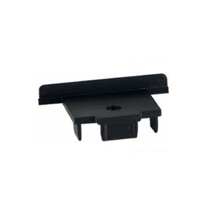 Black plastic mounting clip with a flat top lip and bottom securing tabs