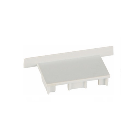 White plastic mounting clip with a hinged cover, likely used to organize cables or panels.